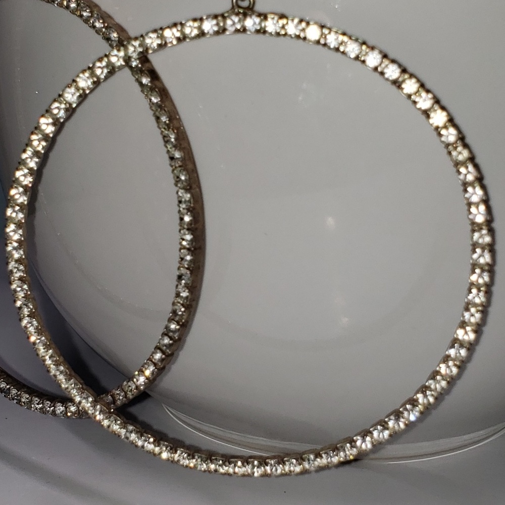 3" Rhinestone Hoop Earrings - Picture 3 of 3